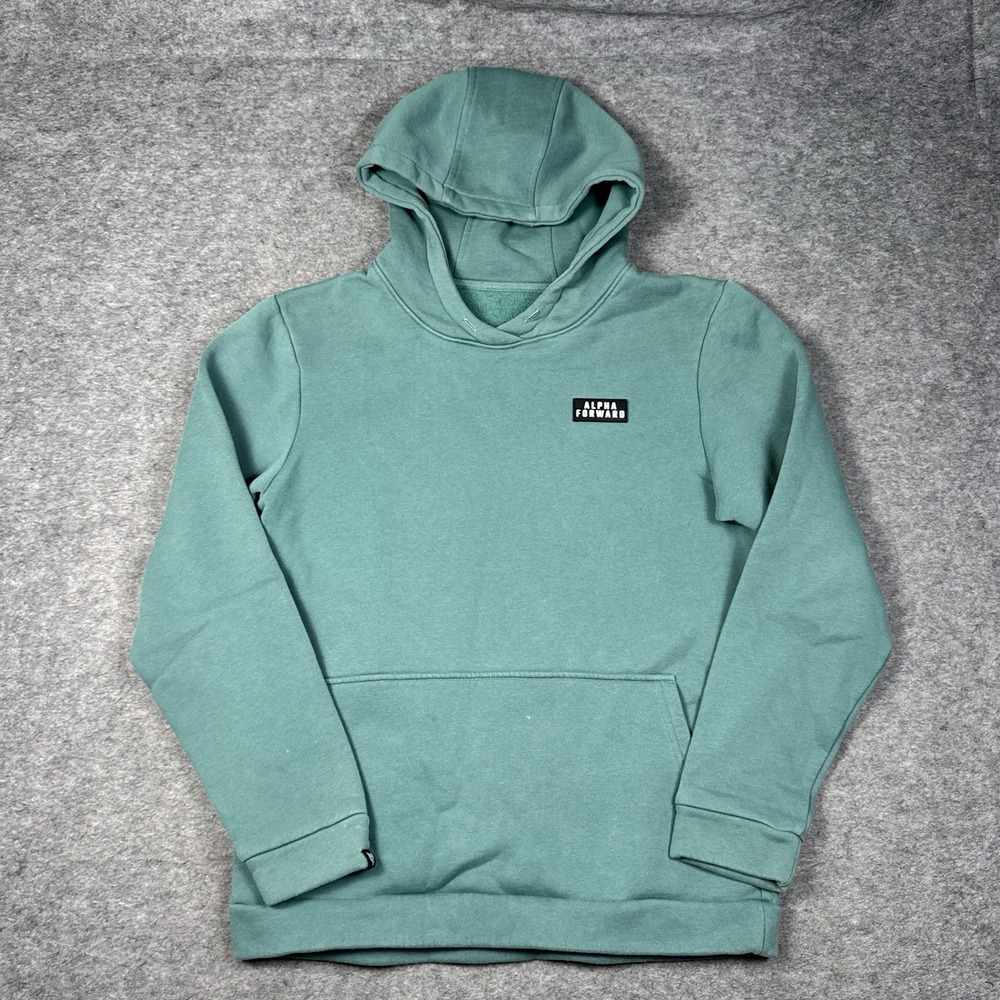 Alpha Forward Hoodie Small Green Mission Sweatshirt Streetwear Minimalist NOVEL